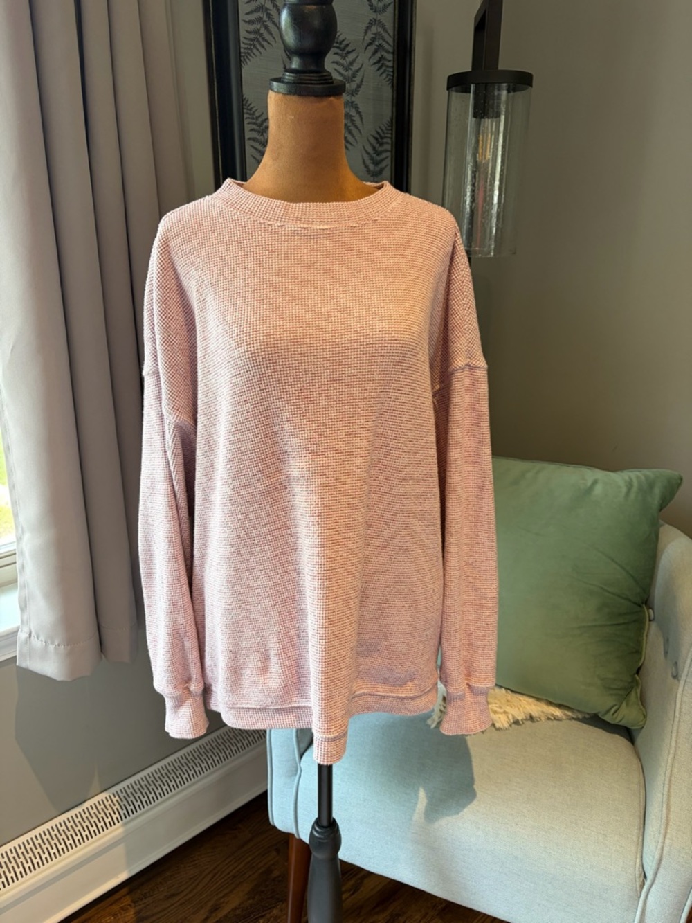 Aerie Light Pink Thermal Long Sleeve Pullover